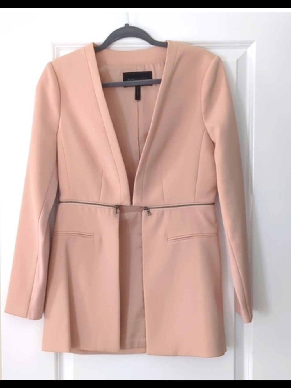 BCBGMaxAzria Blush Pink Longline Tailored Blazer